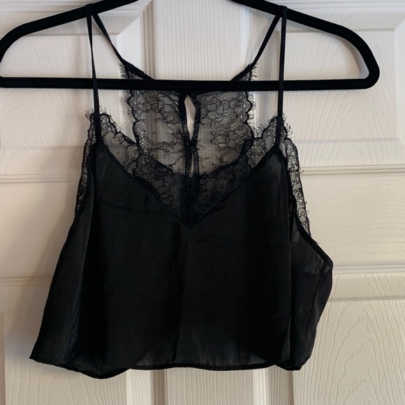 Free People Tops - Free People Black Lace Crop Tank Size S